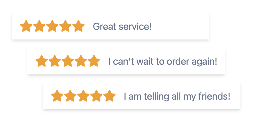 customer feedback with 5 stars rating